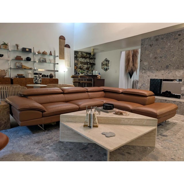 ▪️Nicoletti-Calia Leather Sectional ▪️Beautiful 2 piece sectional in a soft cognac leather ▪️Floating design sits on...
