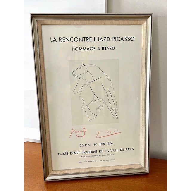 Mid-Century Modern 1970s Framed French Le Recontre Iliazd, Pablo Picasso Poster with Horse For Sale - Image 3 of 10