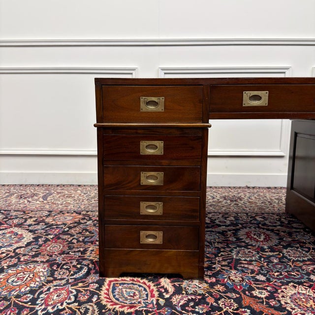 Classic English Desk with Black Leather For Sale - Image 9 of 18