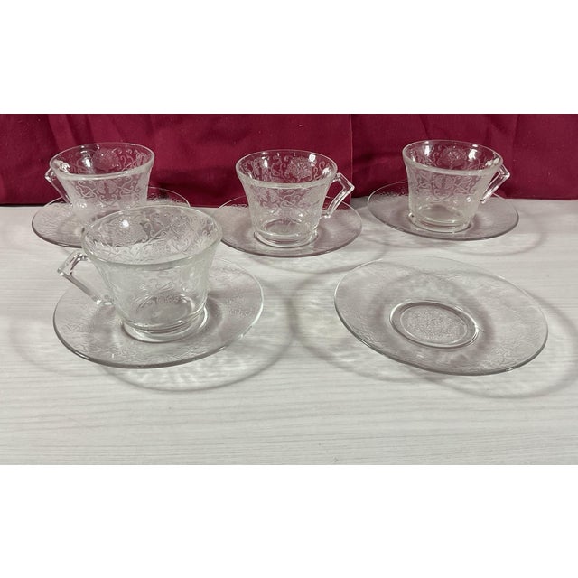 1930s Clear Hazel Atlas Florentine No. 2 Depression Glass Table Set - 43 Pcs For Sale - Image 6 of 12