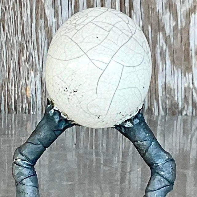 Vintage Vintage Boho Raku Fired Egg Sculpture For Sale - Image 15 of 16