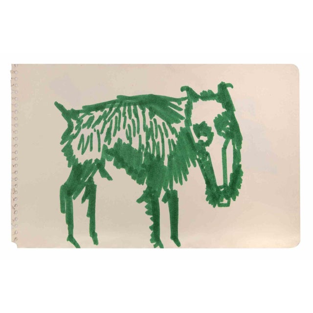 Animal is a Color Marker Drawing realized by Reynold Arnould (Le Havre 1919 - Parigi 1980). Good condition on a white...