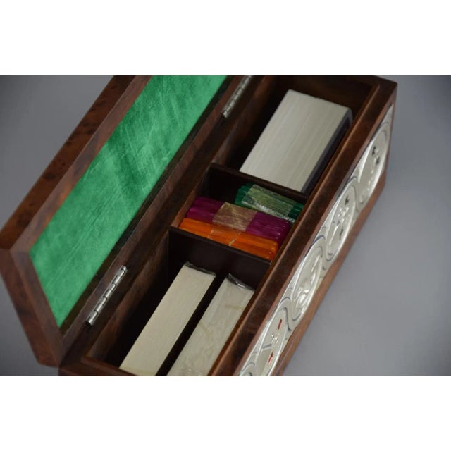 Italian Burl Walnut, Silver and Enamel Poker Set from Ottaviani Studio, 1980s For Sale - Image 6 of 13