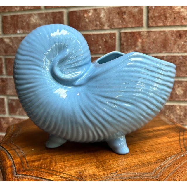 Traditional Vintage Porcelain Nautilus Shell Cachepot For Sale - Image 3 of 7