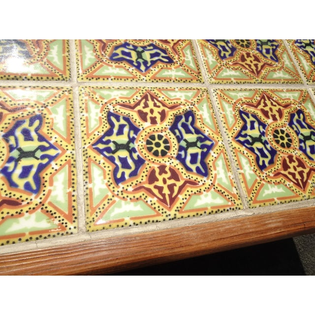 Vintage Montery Style Tiled Coffee Table W Wrought Iron Base ~ Spanish Style For Sale - Image 9 of 13