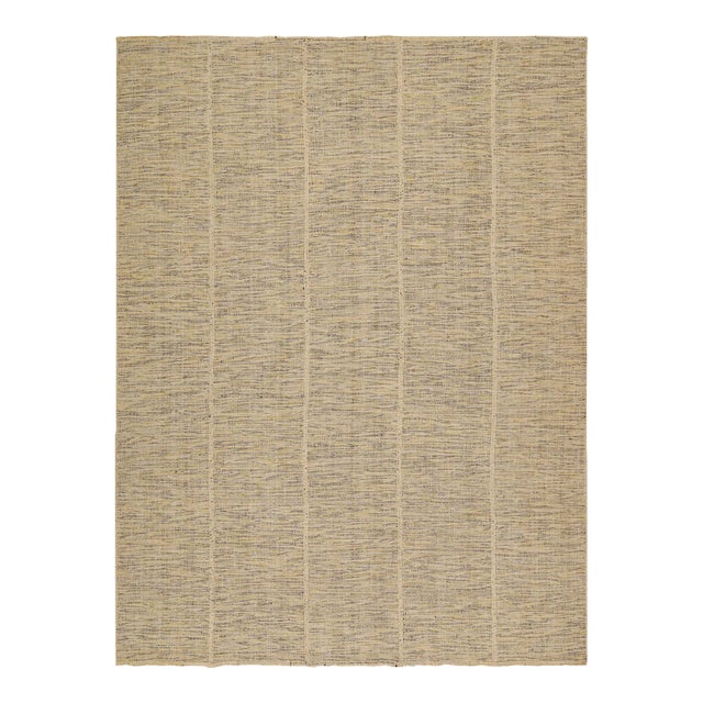 2010s Rug & Kilim’s Contemporary Kilim Rug in Beige With Black and Yellow Accents For Sale