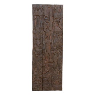 Mid-Century Carved Nupe Guardian Door Panel For Sale