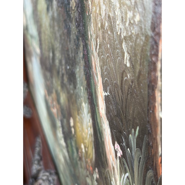 Wood Large White Framed Vintage River Landscape Oil Painting, Ornate Carved Wood C Thomas Art For Sale - Image 7 of 12