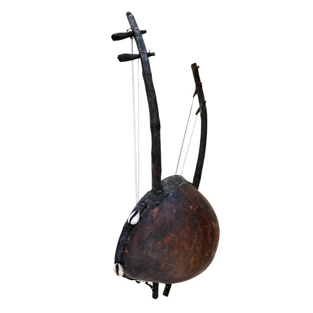 Vintage Traditional African Bolon or Calabash Gourd Guitar. 17" H For Sale - Image 4 of 9