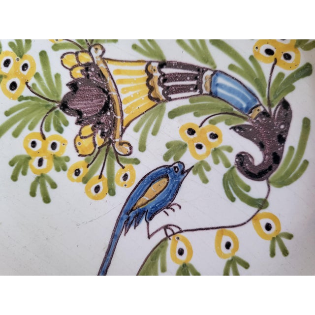 Late 19th Century Late 19th Century French Faience Decorative Plate With Bird & Floral Motif For Sale - Image 5 of 5