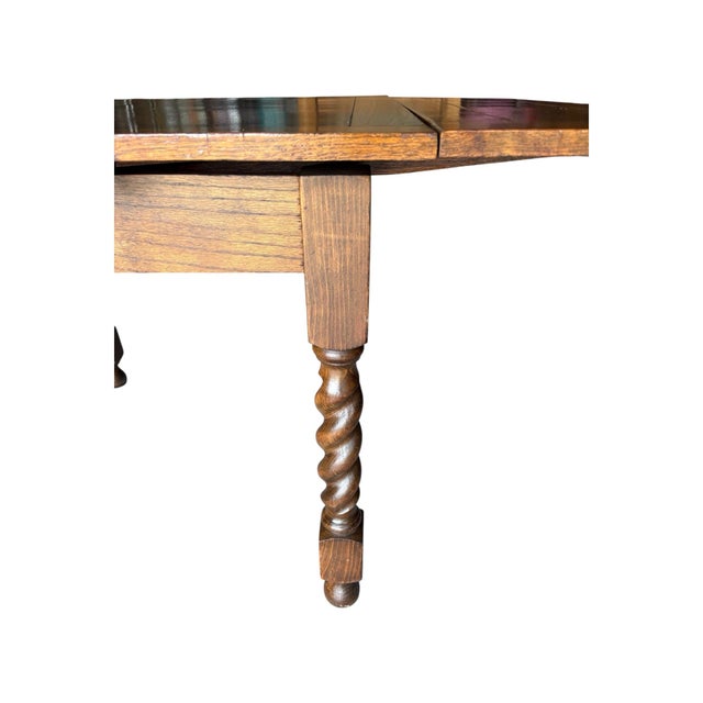 1930s 1930s Barley Twist - Solid Oak - Draw Leaf Table. For Sale - Image 5 of 8
