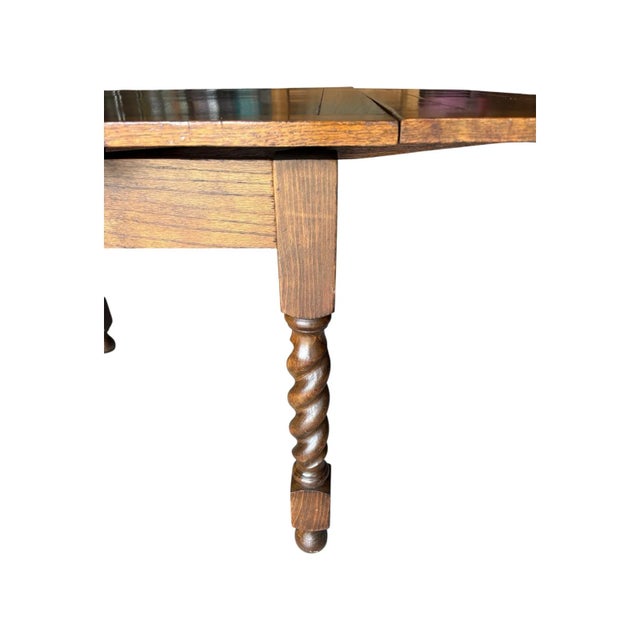 1930s 1930s Barley Twist - Solid Oak - Draw Leaf Table. (Inc. #19a) on Loop For Sale - Image 5 of 8