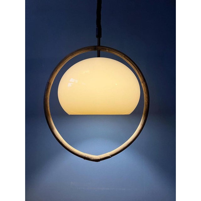 Mid-Century Space Age Bamboo Mushroom Pendant Lamp from Dijkstra For Sale - Image 5 of 11