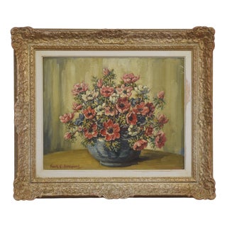 Still Life of Flowers, 1920s-1940s, Oil on Canvas, Framed For Sale