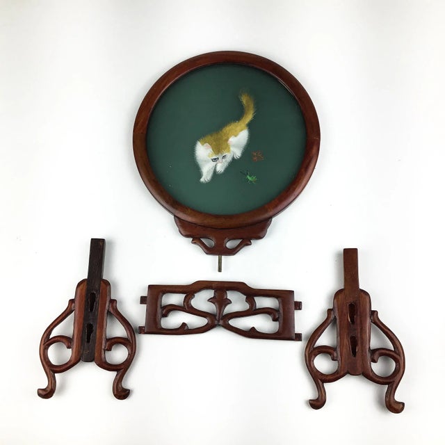 Vintage Table Screen Silk Thread Cats For Sale In Portland, ME - Image 6 of 13