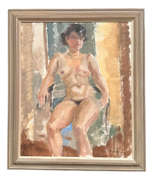 Sven Strömberg, Nude Seated Lady, 1950s, Oil Painting on Canvas, Framed