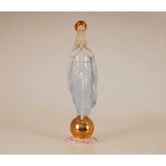 Italian Ceramic Porcelain Figurine of Madonna by Giovanni Ronzan For Sale - Image 6 of 13