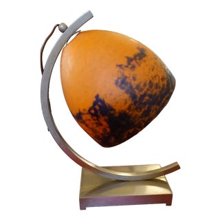 Art Deco Glass Paste Table Lamp from Noverdy, 1920s For Sale