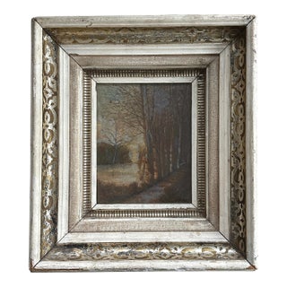 Antique Impressionist Winter Landscape With Birch Trees, Signed (C. 1920, Gouache on Board) For Sale