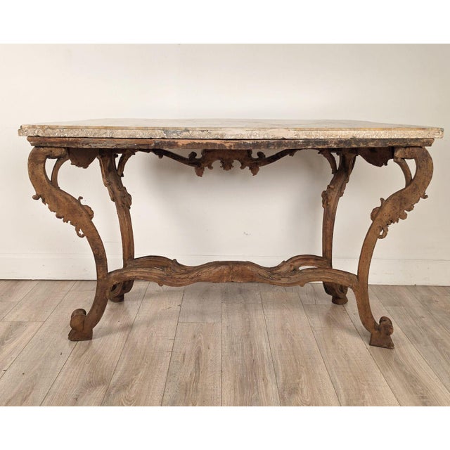 18th Century Italian Walnut Rococo Console With Marble Top For Sale - Image 13 of 18