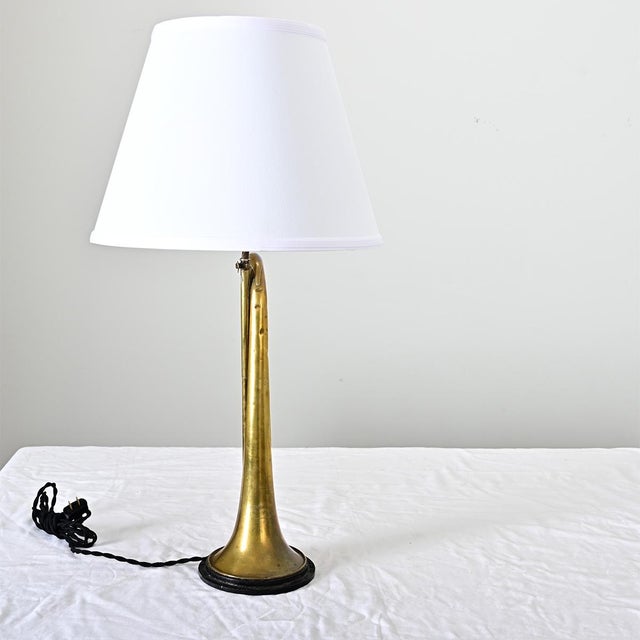 Brass Early 20th Century French Vintage Brass Couesnon Trumpet Lamp For Sale - Image 8 of 9