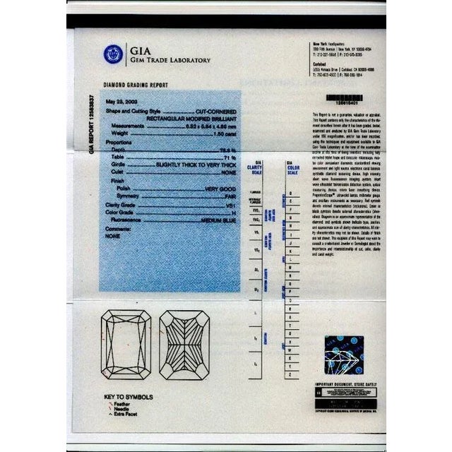 Silver 1990s Gia Certified 3 Carat Total Radiant Cut Diamond Stud Earrings in 18k White Gold, A Pair For Sale - Image 8 of 10