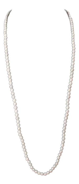 Fresh Water Round Pearl Single Strand Necklace, Opera Length