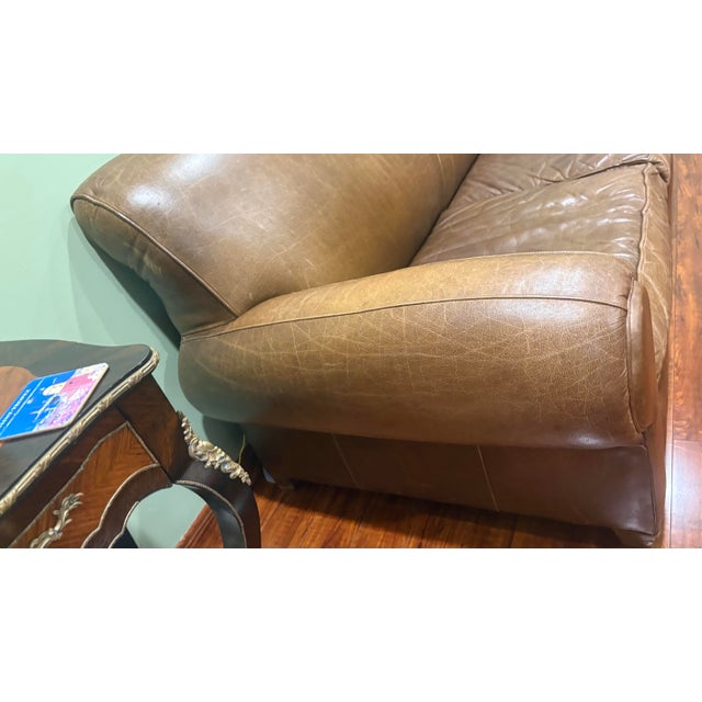 Rustic Mitchell Gold Manhattan 1930s Style Club 2 Seater Pullout Sleeper Sofa For Sale - Image 3 of 11