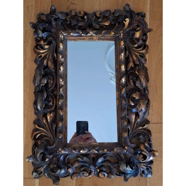 Antique Hand-Carved Wooden Mirror, 1800s For Sale - Image 10 of 11