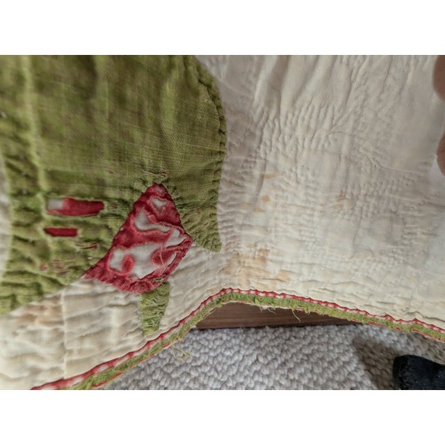 Antique Quilt With Signed/Stitched Dated 1851 ‘Ohio Star’ or ‘Sawtooth Star’ Pattern Priceless For Sale - Image 12 of 18