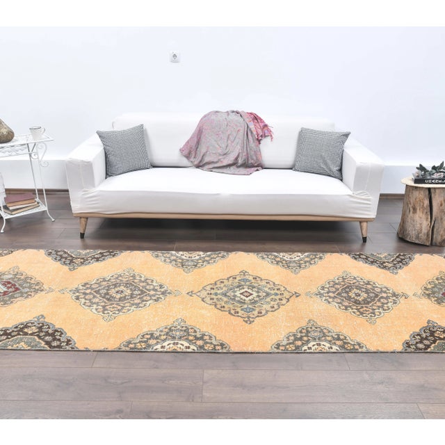 Vintage Turkish Hand-Knotted Runner Rug is a semi-Vintage rug. '60s Eastern region of Turkey's unique rug is perfectly...