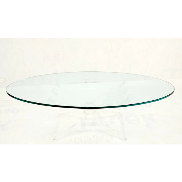 Lucite Bow Tie Butterfly Wing Shape Base Oval Glass Top Mid Century Coffee Table For Sale - Image 9 of 13