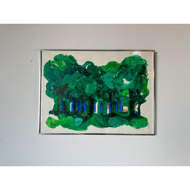 Mid-Century Modern Ronald Julius Christensen, American (1923 - 1999) " Edge of a Park" Oil Painting For Sale - Image 3 of 12