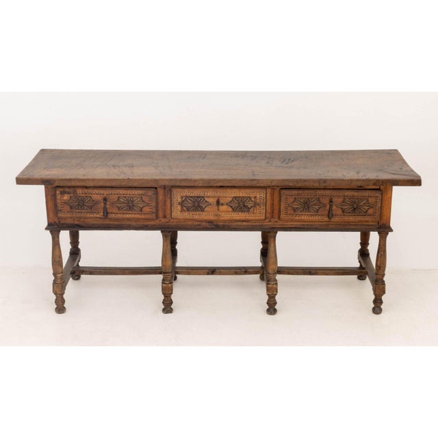 Baroque Spanish Baroque-Style Walnut Console Table For Sale - Image 3 of 11