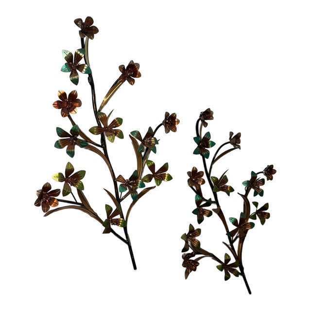 Metal Art Sculpture Floral and Leaves, Set For Sale