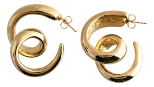 Mid 20th Century Curled Hoop Earrings, A Pair