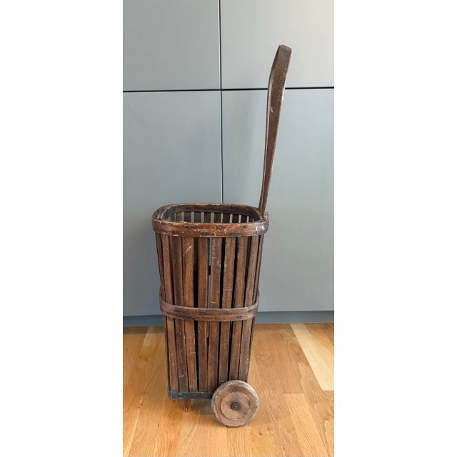 Antique Bentwood Grocery Shopping Cart Pull Basket For Sale - Image 4 of 11