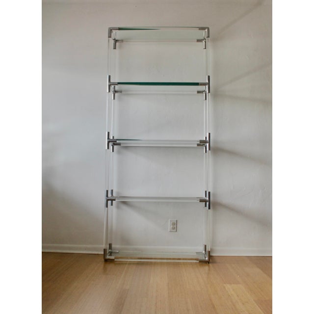Modern 1970s Charles Hollis Jones Style Lucite Aluminum Sculptural Étagère Shelving Room Divider For Sale - Image 3 of 18