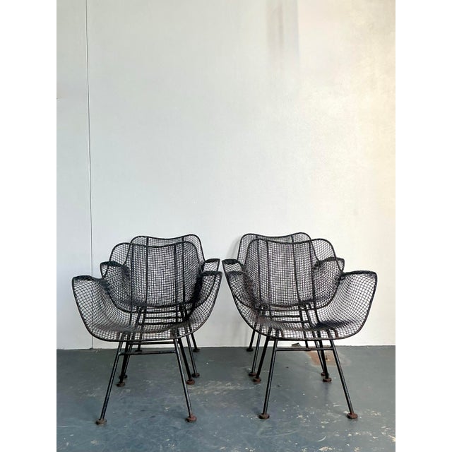Mid-Century Modern Vintage MCM Russell Woodard “Sculptura” Wrought Iron Dining Chairs - Set of 4 For Sale - Image 3 of 12