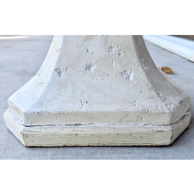 Art Deco Style Faux Stone Plaster Torchiere From 80's For Sale - Image 9 of 10
