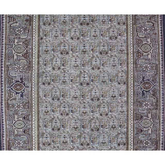 Olive Antique Persian Malayer Rug With Intricate Geometric Patterns 4'1 X 7'2 For Sale - Image 8 of 11