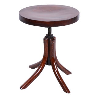 Art Deco Beech Piano Swivel Stool from Thonet, Czech, 1930s For Sale