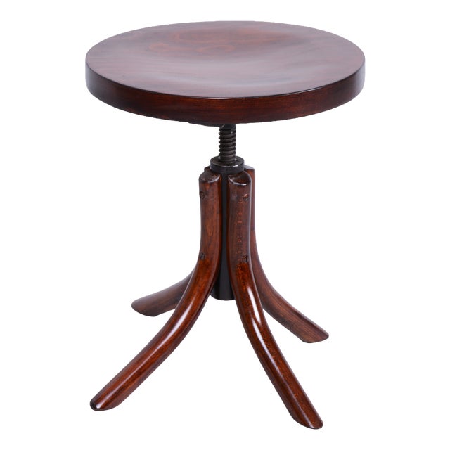 Art Deco Beech Piano Swivel Stool from Thonet, Czech, 1930s For Sale