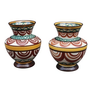 Pair of French Vintage 1950 Vases Signed Saint Jean De Bretagne For Sale