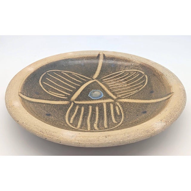 Mid-Century Modern 1960s Studio Pottery Artisan Signed Glazed Stoneware Decorative Plate For Sale - Image 3 of 11