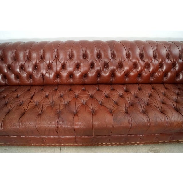 1970’s Hollywood Regency Tufted Leather Chesterfield Sofa For Sale - Image 10 of 12