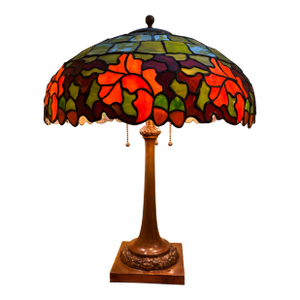 Early 20th Century Duffner and Kimberly Acorn Stained Glass Table Lamp