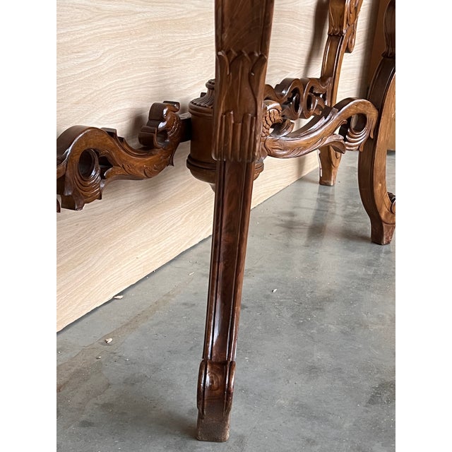 Wood Large French Regency Carved Walnut Console Table With Gilted Edges For Sale - Image 7 of 9