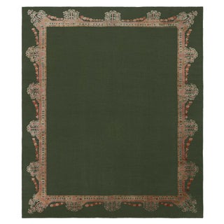Doris Leslie Blau Antique Arts and Crafts Donegal Green Rug For Sale