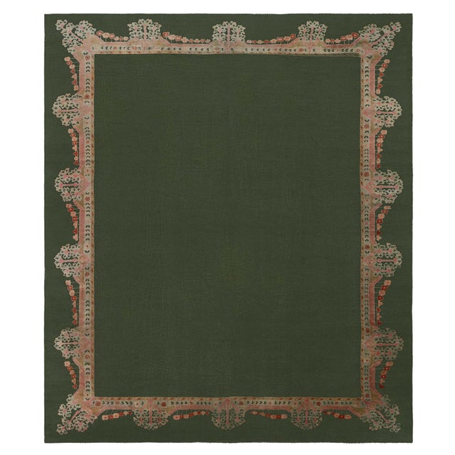 Doris Leslie Blau Antique Arts and Crafts Donegal Green Rug For Sale